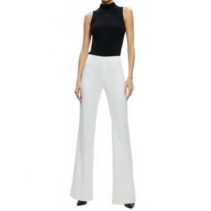 NEW ALICE + OLIVIA lara mid rise side stripe slit pant in ecru